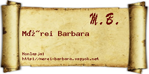 Mérei Barbara névjegykártya